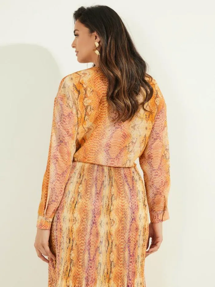 Women Tops And Sweaters Marciano Sonora Silk TieFront Blouse Sonora Skin Women Tops And Sweaters Marciano Sonora Silk TieFront Blouse Sonora Skin