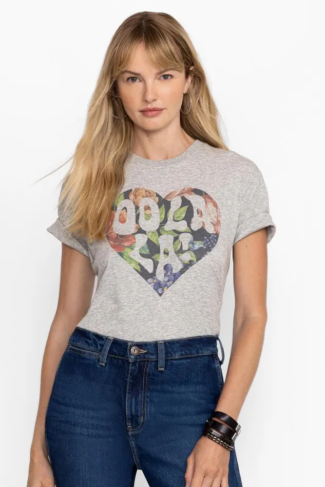 Women Tops Johnny Was HEART OOLALA TEE Heather Grey