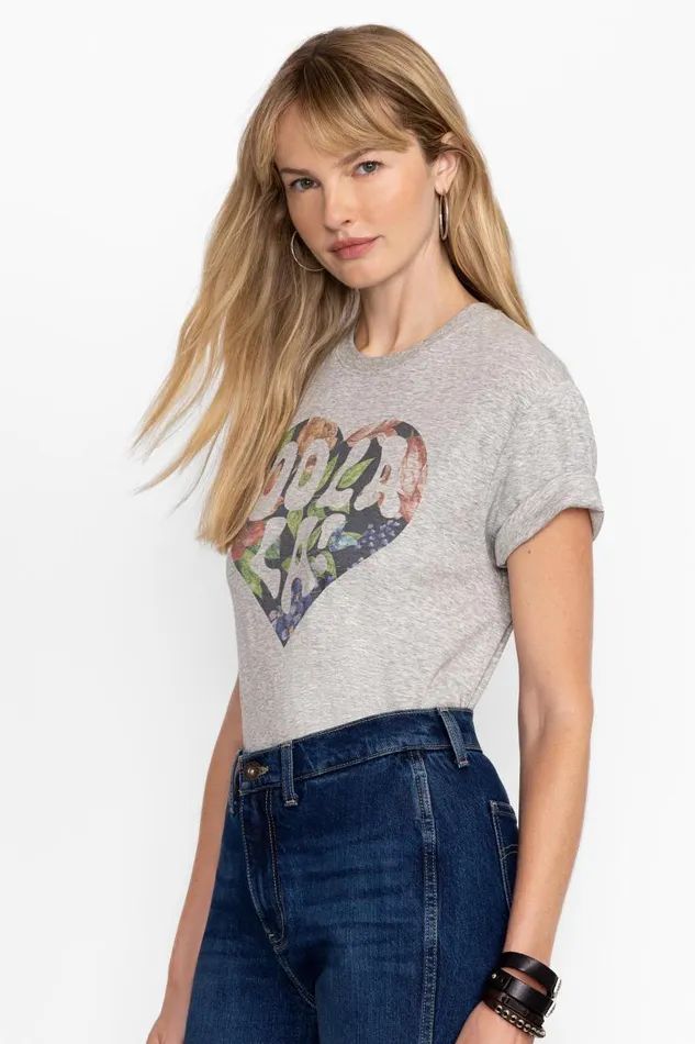 Women Tops Johnny Was HEART OOLALA TEE Heather Grey Women Tops Johnny Was HEART OOLALA TEE Heather Grey