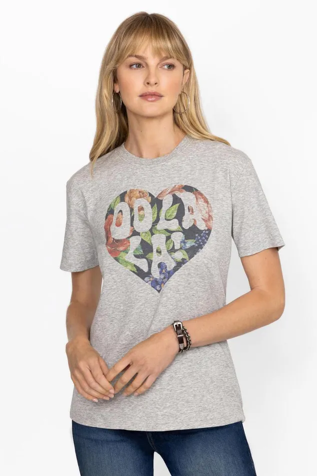 Women Tops Johnny Was HEART OOLALA TEE Heather Grey Women Tops Johnny Was HEART OOLALA TEE Heather Grey