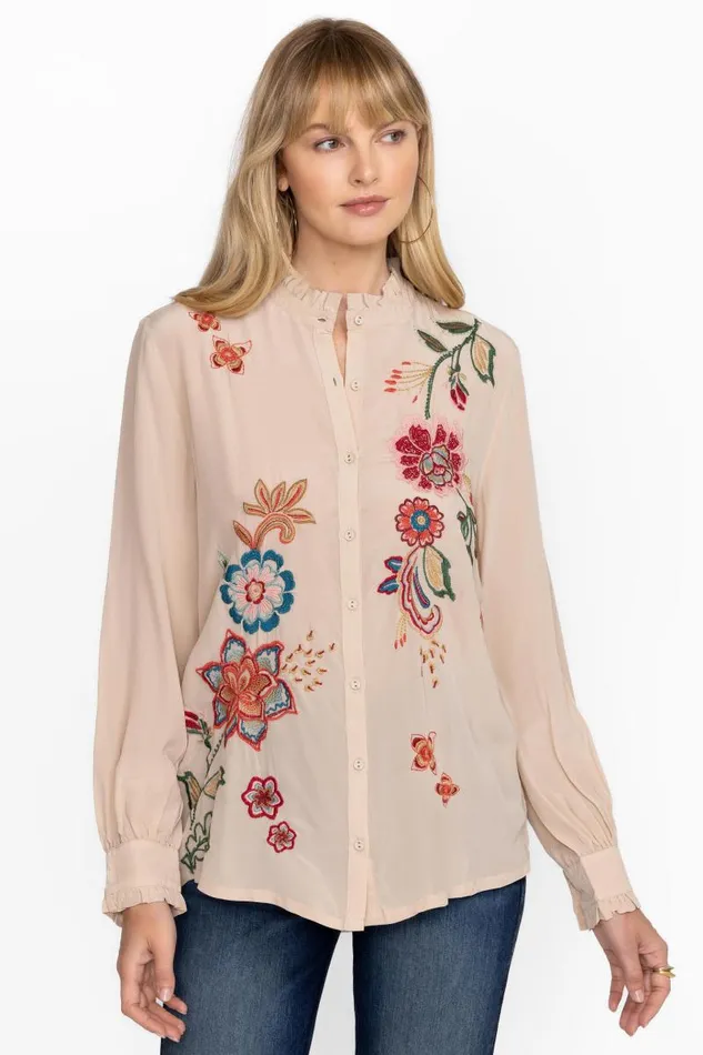 Women Tops Johnny Was RUFFLE COLLAR BLOUSE Moonlight Women Tops Johnny Was RUFFLE COLLAR BLOUSE Moonlight
