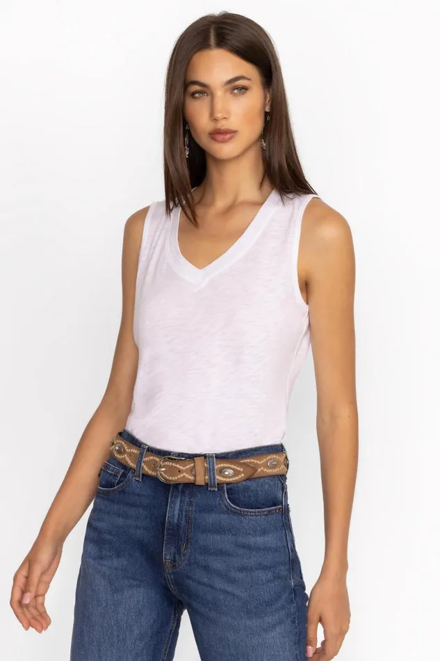 Women Tops Johnny Was SLUB JERSEY HI LOW TANK Bright White
