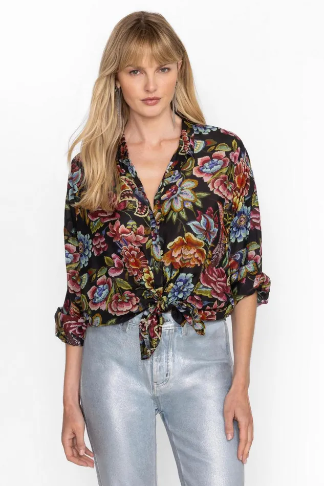 Women Tops Johnny Was THE AUDREY OVERSIZED BLOUSE Antiqua Flower Print