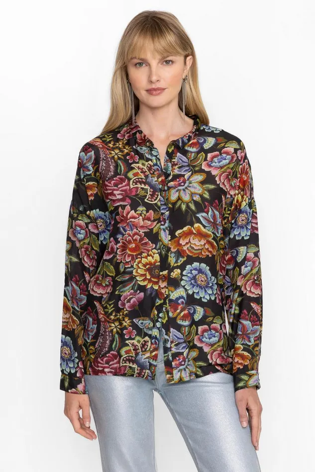 Women Tops Johnny Was THE AUDREY OVERSIZED BLOUSE Antiqua Flower Print Women Tops Johnny Was THE AUDREY OVERSIZED BLOUSE Antiqua Flower Print