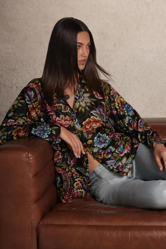 Women Tops Johnny Was THE AUDREY OVERSIZED BLOUSE Antiqua Flower Print Women Tops Johnny Was THE AUDREY OVERSIZED BLOUSE Antiqua Flower Print