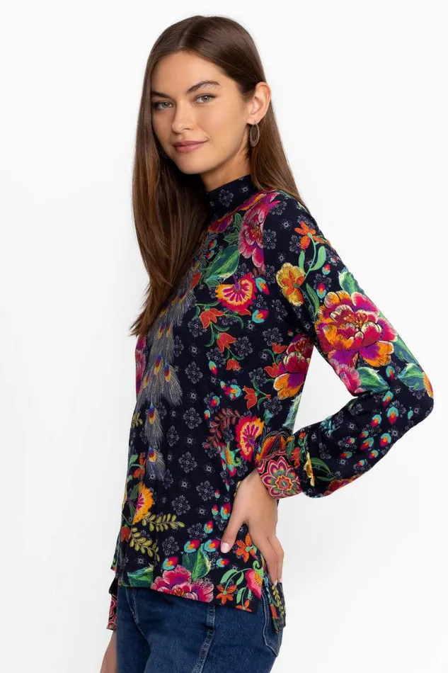 Women Tops Johnny Was THE JANIE FAVORITE PUFF SLEEVE MOCK NECK Darnahta Scarf Print Women Tops Johnny Was THE JANIE FAVORITE PUFF SLEEVE MOCK NECK Darnahta Scarf Print