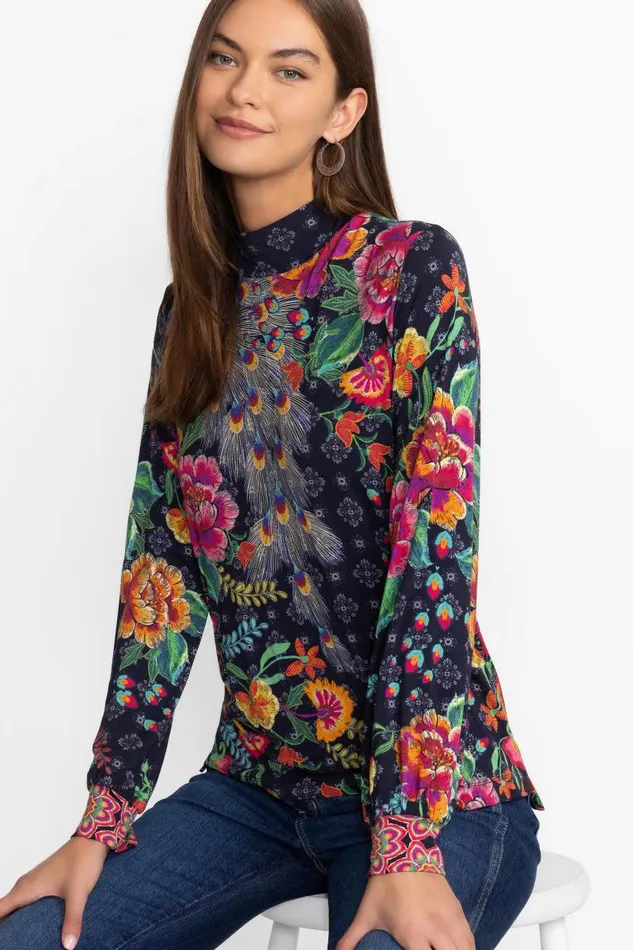 Women Tops Johnny Was THE JANIE FAVORITE PUFF SLEEVE MOCK NECK Darnahta Scarf Print Women Tops Johnny Was THE JANIE FAVORITE PUFF SLEEVE MOCK NECK Darnahta Scarf Print