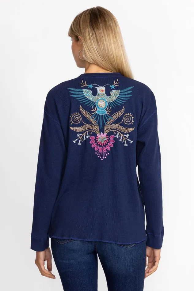 Women Tops Johnny Was THERMAL HENLEY Blue Night Women Tops Johnny Was THERMAL HENLEY Blue Night