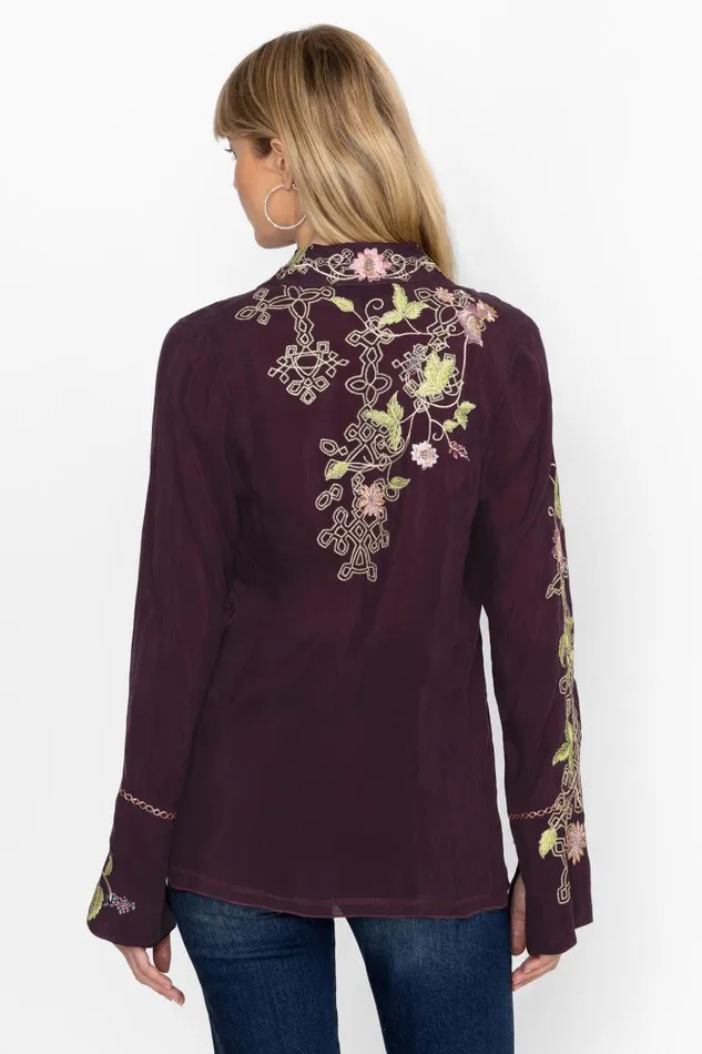 Women Tops Johnny Was VINTAGE BUTTON DOWN SHIRT Plum Women Tops Johnny Was VINTAGE BUTTON DOWN SHIRT Plum