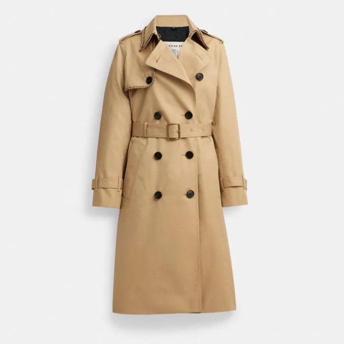 Women Trench With Braided Detail Khaki Coach Jackets and Outerwear