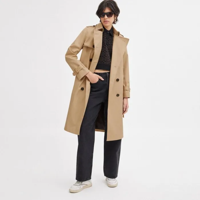 Women Trench With Braided Detail Khaki Coach Jackets and Outerwear