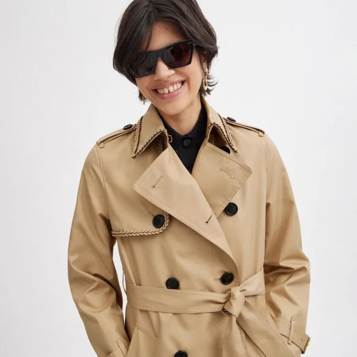 Women Trench With Braided Detail Khaki Coach Jackets and Outerwear