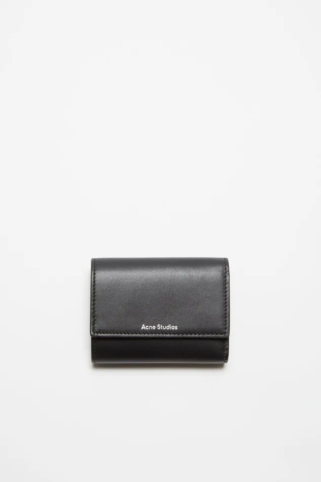 Women Trifold Leather Wallet Black Acne Studios Small Leather Goods