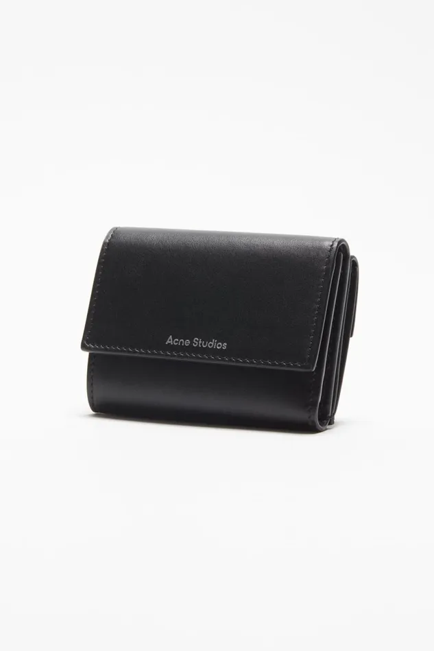 Women Trifold Leather Wallet Black Acne Studios Small Leather Goods