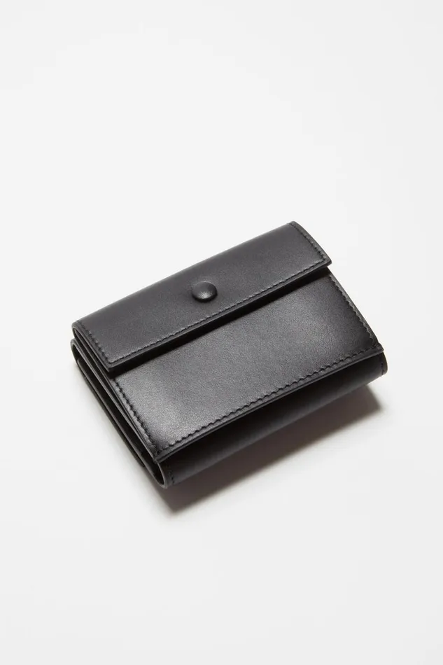 Women Trifold Leather Wallet Black Acne Studios Small Leather Goods