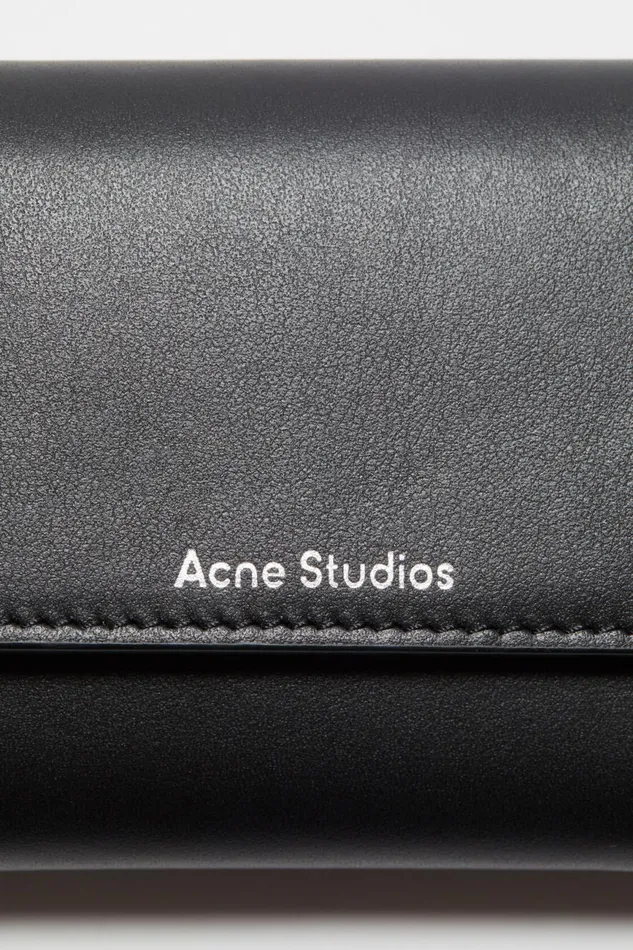 Women Trifold Leather Wallet Black Acne Studios Small Leather Goods