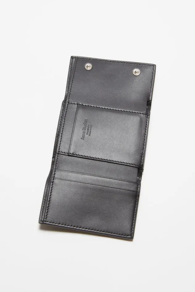 Women Trifold Leather Wallet Black Acne Studios Small Leather Goods