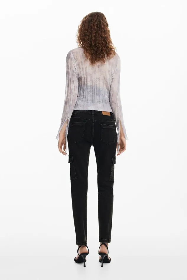 Women Trousers Desigual Straight Cargo Jeans
