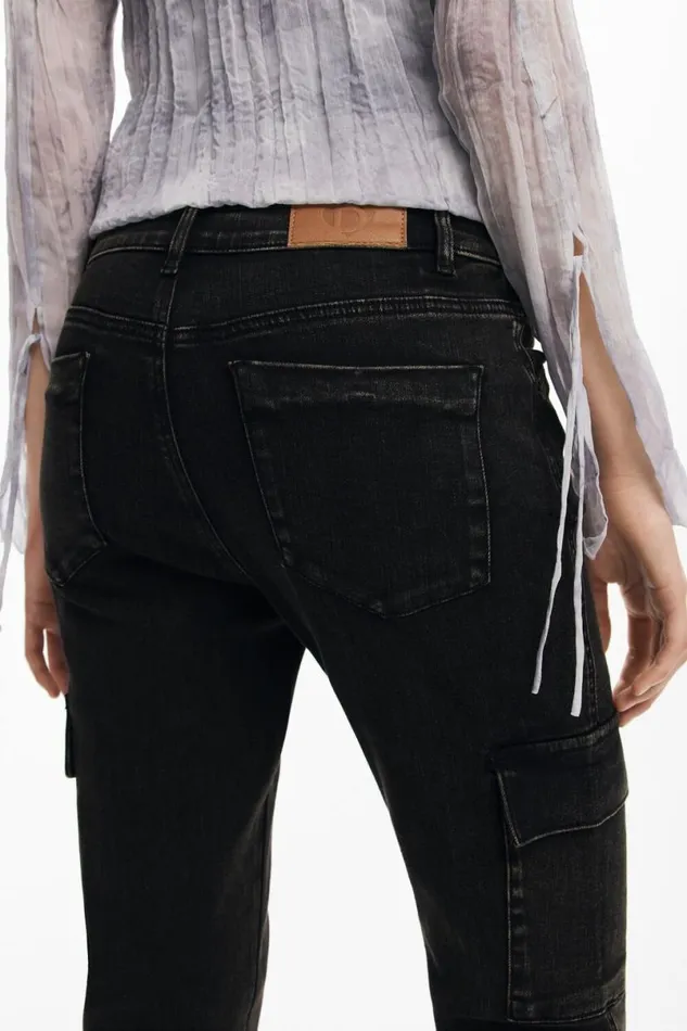 Women Trousers Desigual Straight Cargo Jeans