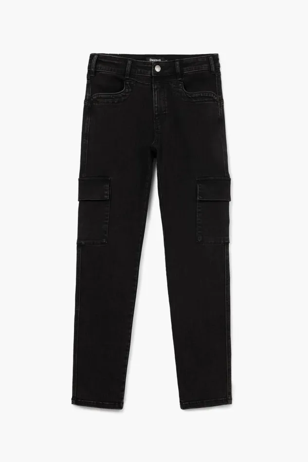 Women Trousers Desigual Straight Cargo Jeans