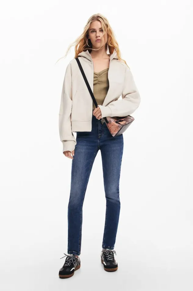 Women Trousers Desigual Straight Jeans With Plain Pockets
