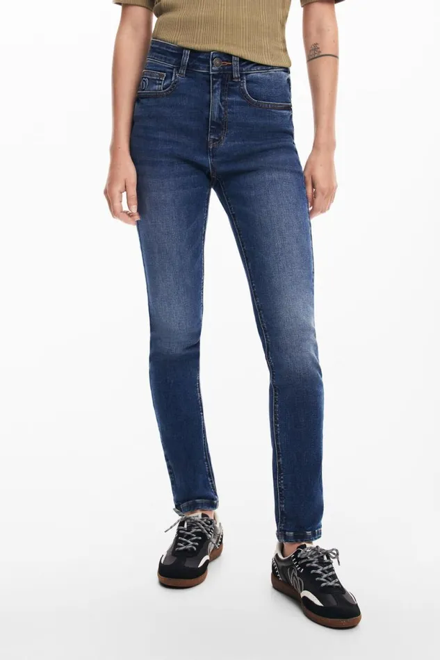 Women Trousers Desigual Straight Jeans With Plain Pockets