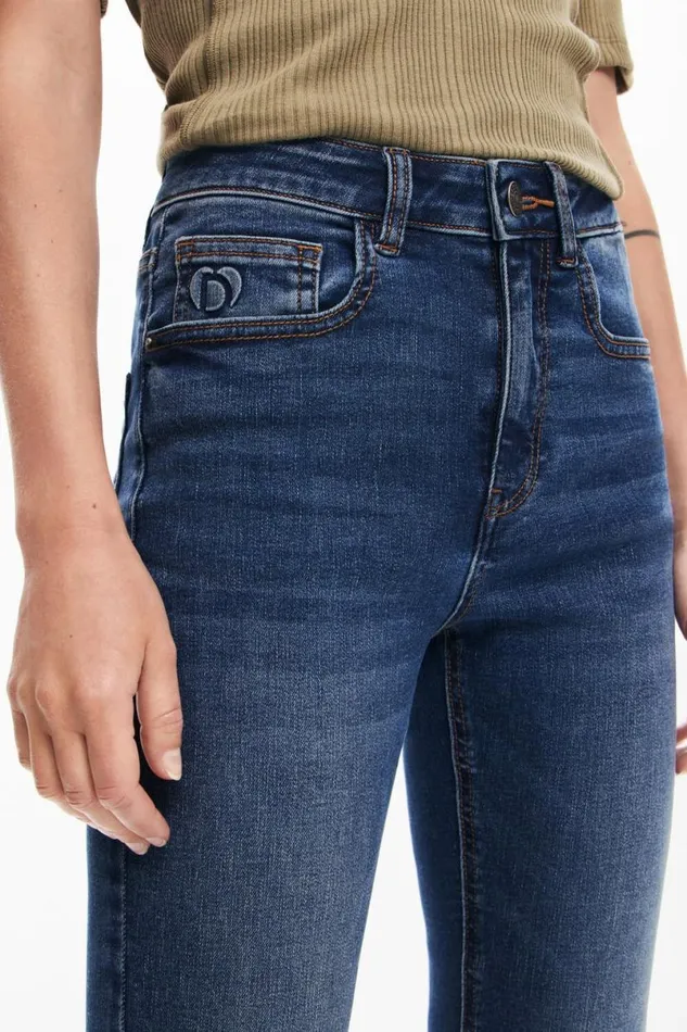 Women Trousers Desigual Straight Jeans With Plain Pockets