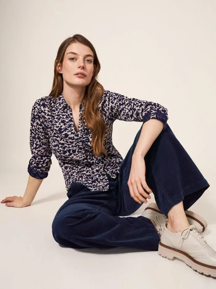 Women TROUSERS White Stuff Belle Cord Wide Leg Dark Navy
