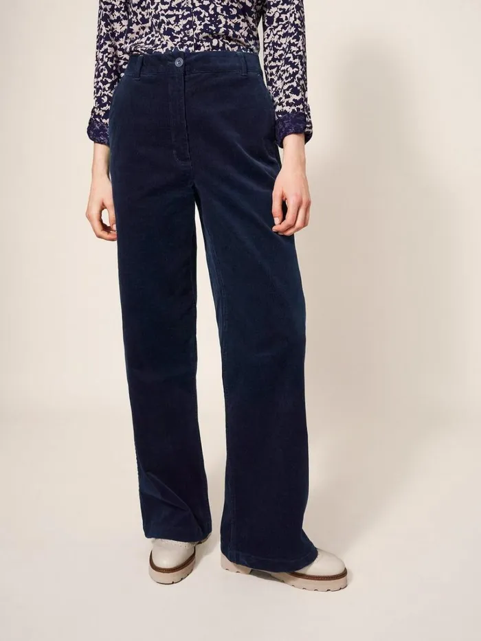 Women TROUSERS White Stuff Belle Cord Wide Leg Dark Navy Women TROUSERS White Stuff Belle Cord Wide Leg Dark Navy