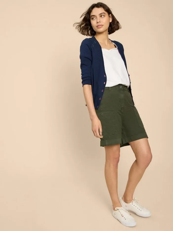 Women TROUSERS White Stuff Carlie Cargo Shorts Khaki Green