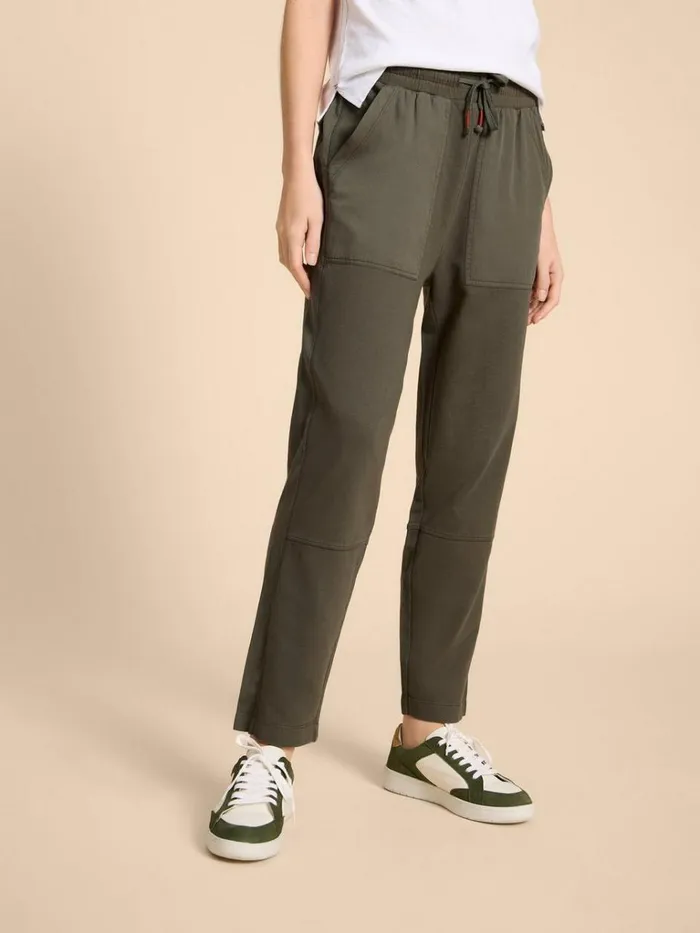 Women TROUSERS White Stuff Jersey Ava Jogger Khaki Green