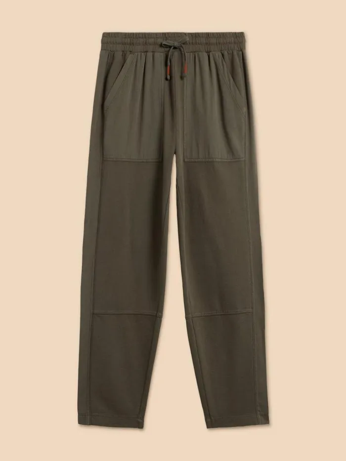 Women TROUSERS White Stuff Jersey Ava Jogger Khaki Green Women TROUSERS White Stuff Jersey Ava Jogger Khaki Green