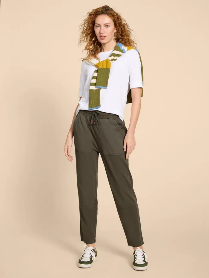 Women TROUSERS White Stuff Jersey Ava Jogger Khaki Green Women TROUSERS White Stuff Jersey Ava Jogger Khaki Green