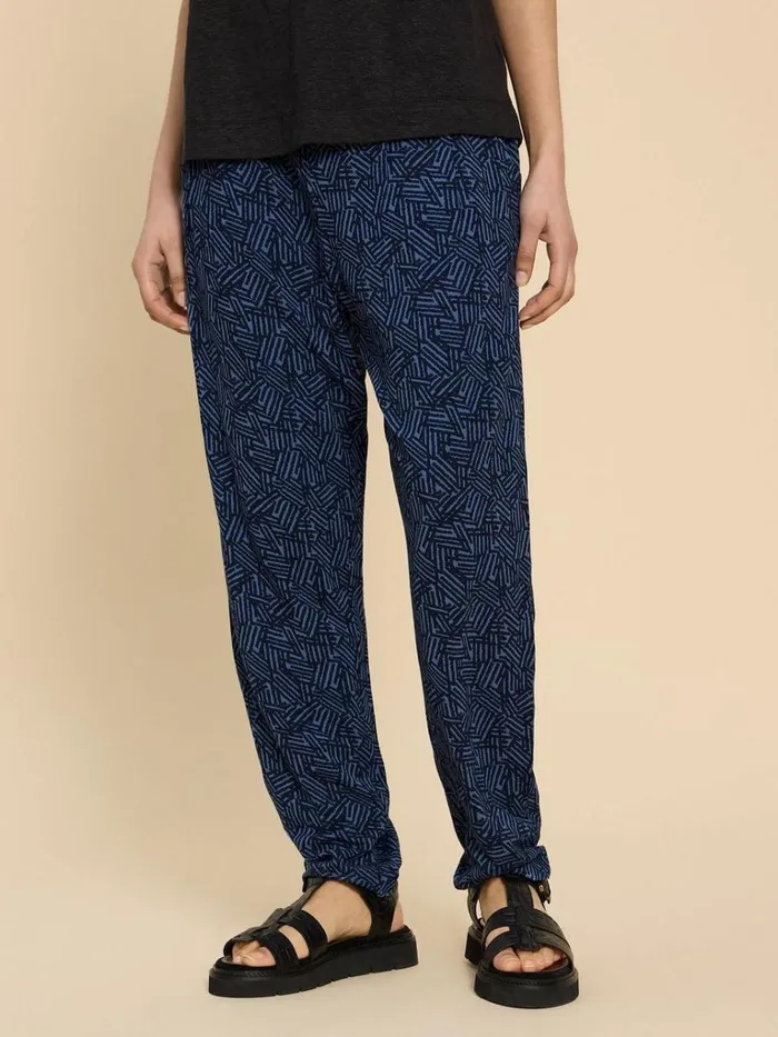 Women TROUSERS White Stuff Maison Eco Vero Printed Jersey Trouser Navy Print