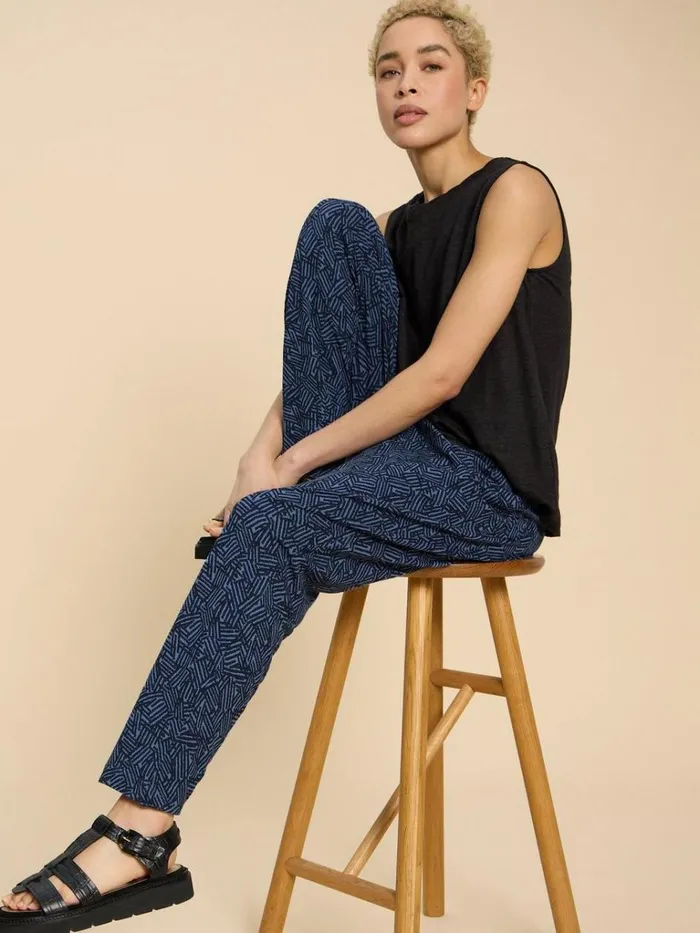 Women TROUSERS White Stuff Maison Eco Vero Printed Jersey Trouser Navy Print Women TROUSERS White Stuff Maison Eco Vero Printed Jersey Trouser Navy Print