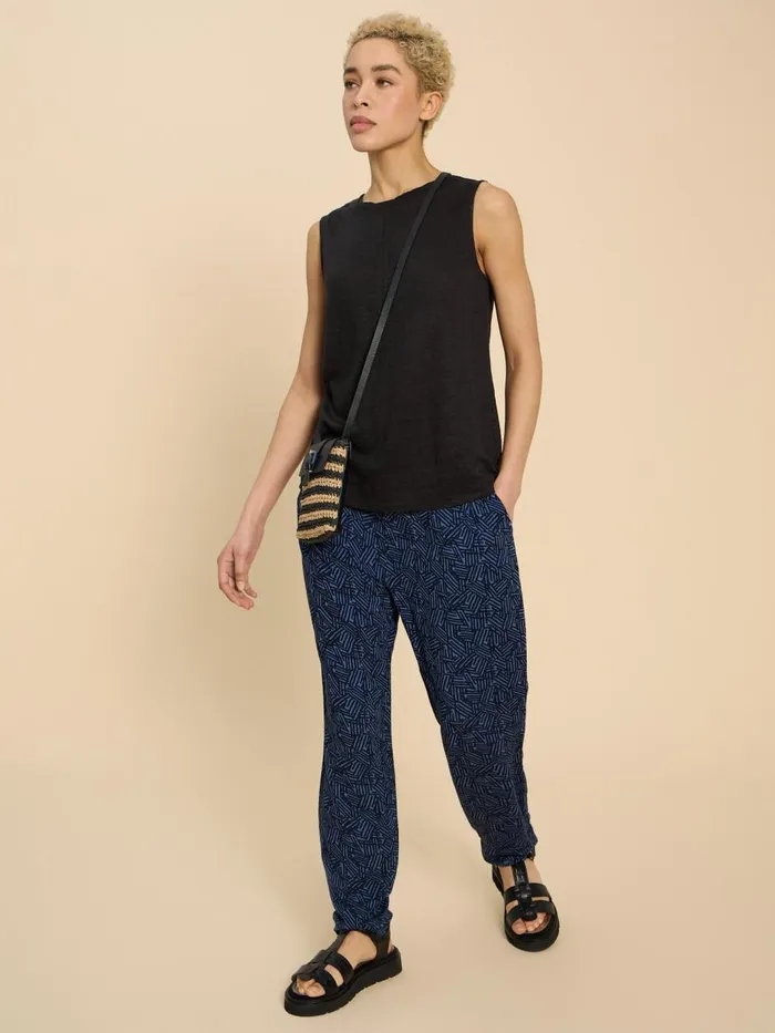 Women TROUSERS White Stuff Maison Eco Vero Printed Jersey Trouser Navy Print Women TROUSERS White Stuff Maison Eco Vero Printed Jersey Trouser Navy Print