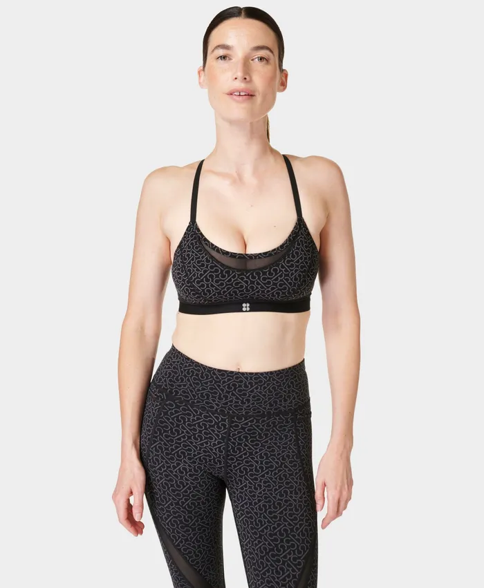Women Underwear Sweaty Betty Power Icon Studio Bra Grey Sb Slot Print