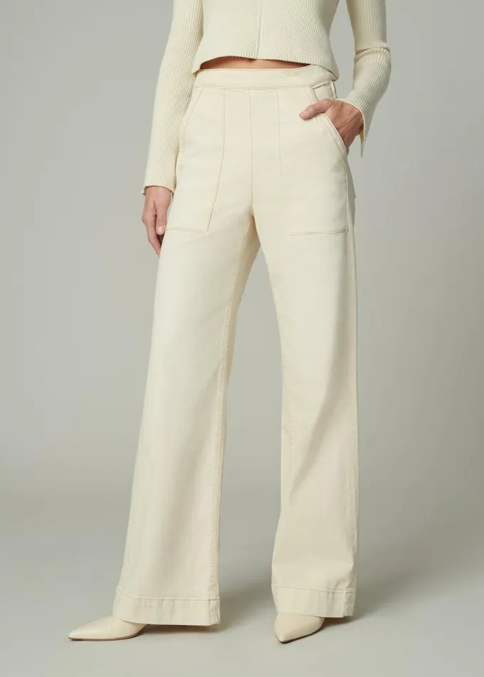 Women Wide Leg Joe039s Jeans THE SIDE ZIP Creme Brulee
