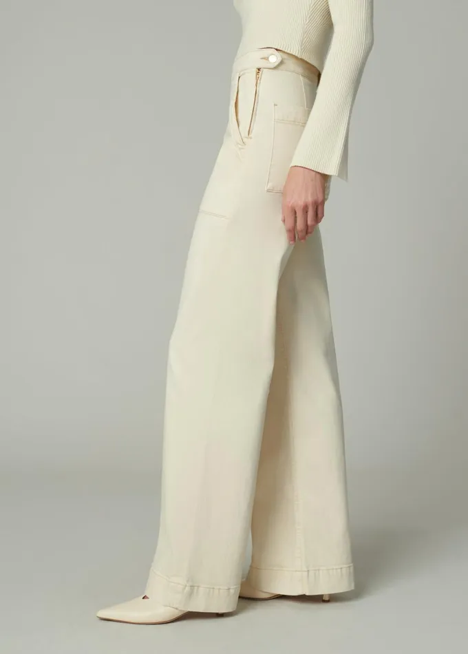 Women Wide Leg Joe039s Jeans THE SIDE ZIP Creme Brulee