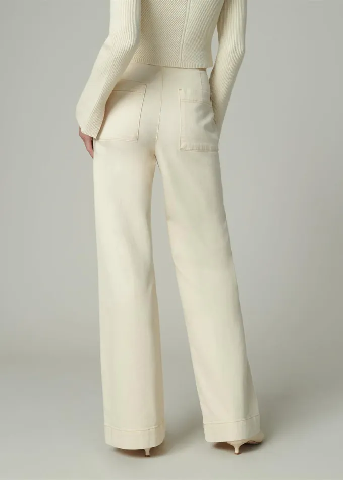 Women Wide Leg Joe039s Jeans THE SIDE ZIP Creme Brulee