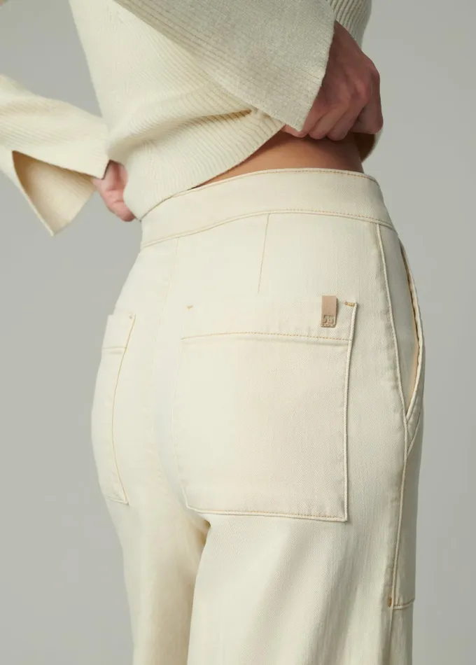 Women Wide Leg Joe039s Jeans THE SIDE ZIP Creme Brulee