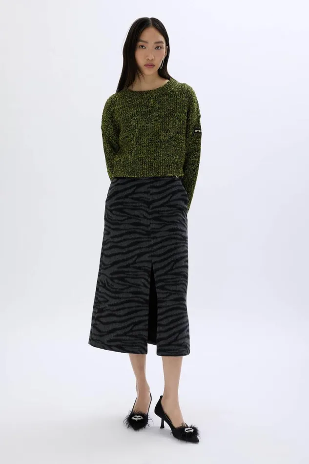 Women Wool Blend Skirt Tiger Grey Grey Sonia Rykiel Skirts