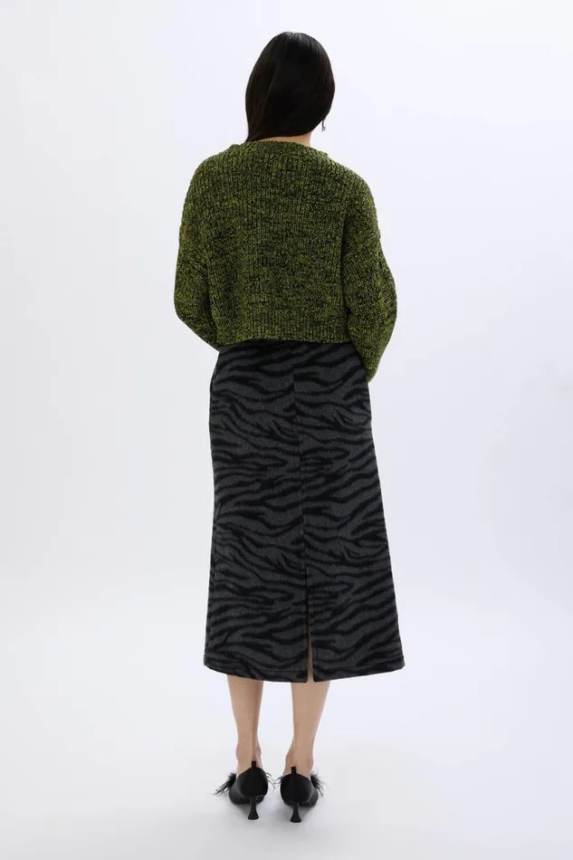 Women Wool Blend Skirt Tiger Grey Grey Sonia Rykiel Skirts