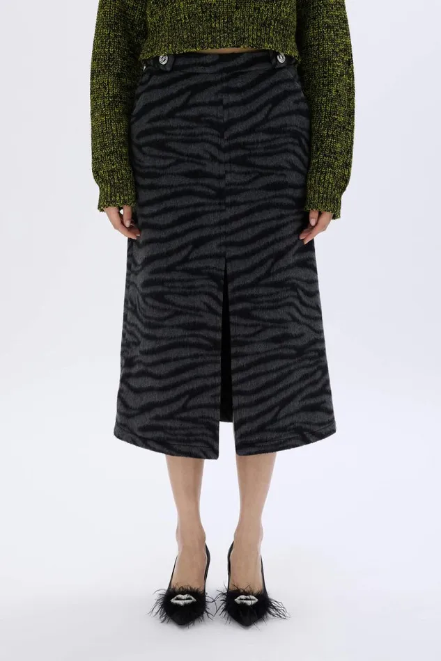 Women Wool Blend Skirt Tiger Grey Grey Sonia Rykiel Skirts