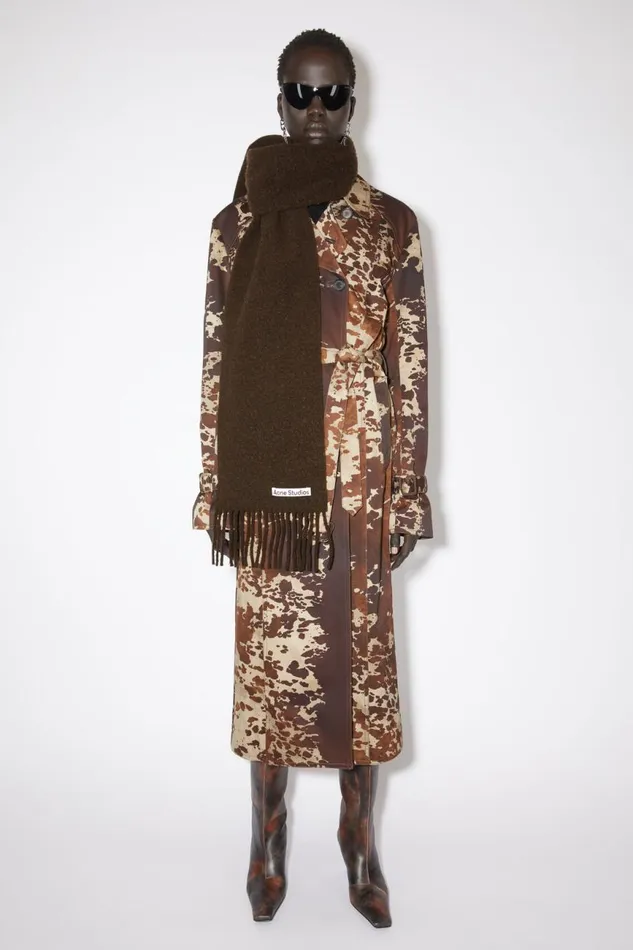 Women Wool Fringe Scarf Chocolate Brown Acne Studios Scarves