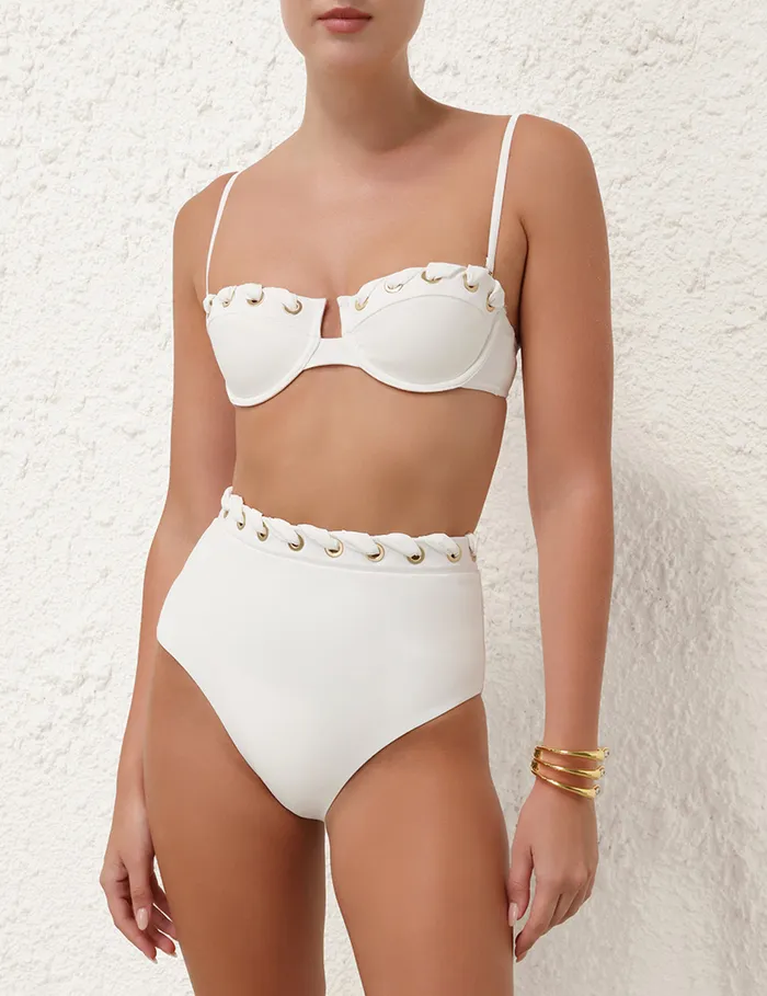 Women Zimmermann Bikinis Halliday Eyelet Pant Ivory