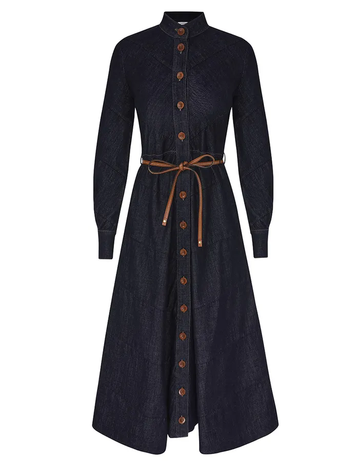Women Zimmermann Clothing Acacia Denim Shirt Dress Midnight