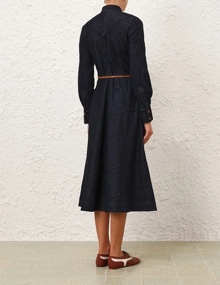 Women Zimmermann Clothing Acacia Denim Shirt Dress Midnight