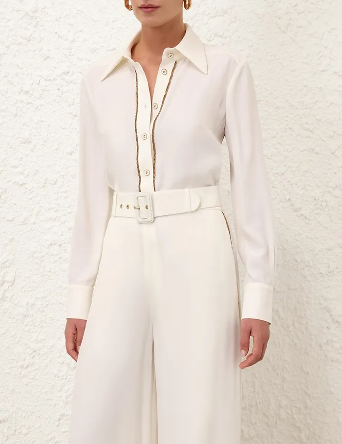 Women Zimmermann Clothing Chain Blouse Cream