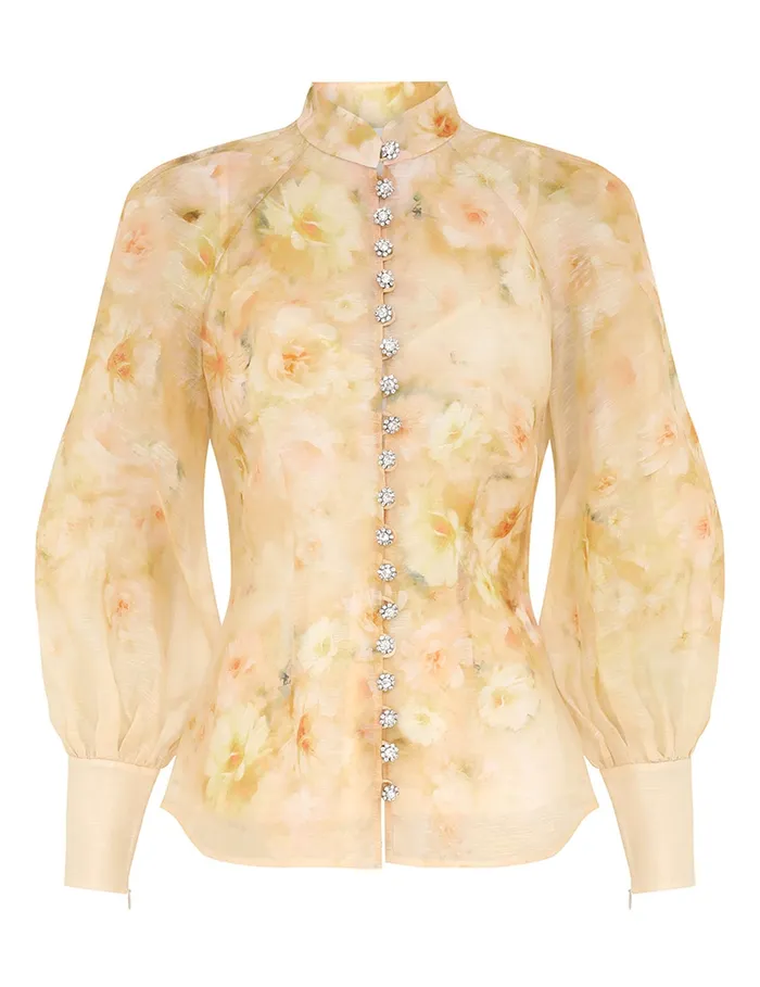 Women Zimmermann Clothing Crush Buttoned Blouse Yellow Floral